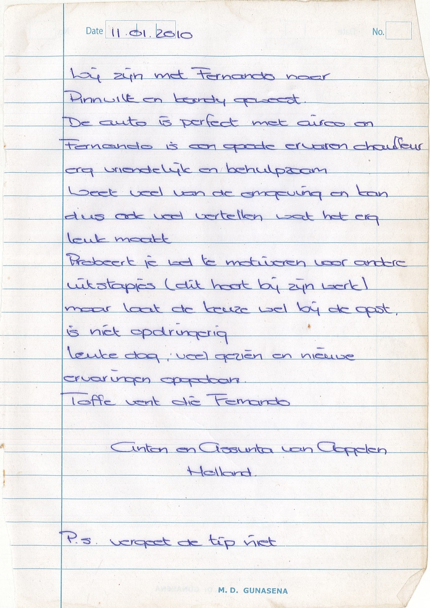 Five days many places one trusted guide handwritten review page 2